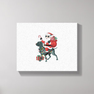 Toile Éclairage de Noël Père Noël équitation grand chien
