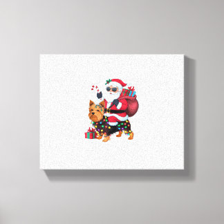 Toile Éclairage de Noël Père Noël équitation Yorkshire T