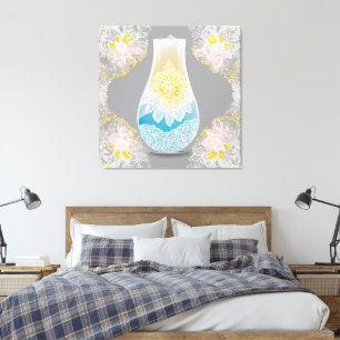 Toile Éclairage Dentelle Bleue IA art