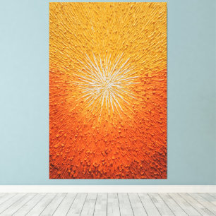 Toile Éclat jaune et orange rayonnant sur fond abstrait 