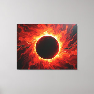 Toile Éclipse cramoisie - Rouge ardent et noir 101x81 cm