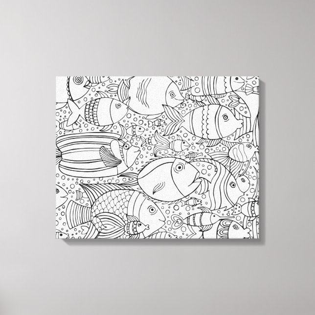 Toile École De Poisson Inspiré 6 (Recto)