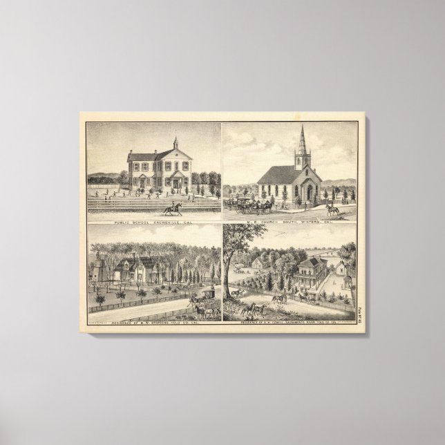 Toile École, église, résidences, Yolo Co (Recto)