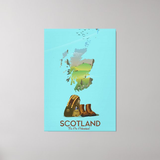 Toile Ecosse carte de voyage vintage randonnée (Recto)