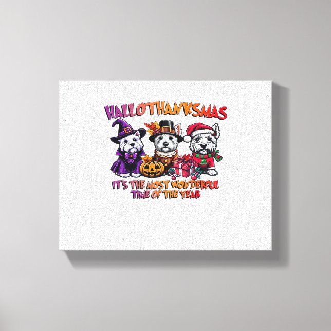 Toile Ecosse Terrier Halloween Thanksgiving Noël (Recto)