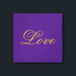 Toile Écriture couleur or amour calligraphie violette<br><div class="desc">Vous pouvez facilement changer les polices et les couleurs. Vous pouvez également ajouter votre logo et l'image de fond comme vous le souhaitez.</div>