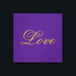 Toile Écriture de couleur or amour calligraphie violette<br><div class="desc">Vous pouvez facilement changer les polices et les couleurs. Vous pouvez également ajouter votre logo et l'image de fond comme vous le souhaitez.</div>
