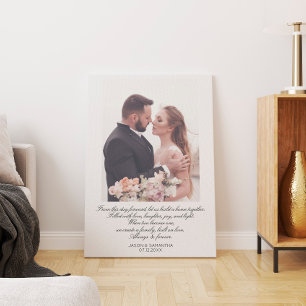Toile Écriture Élégante Grande Photo de Mariage & Vœux P