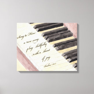 Toile Ecriture Mur Art Piano Aquarelle & Bible Verse