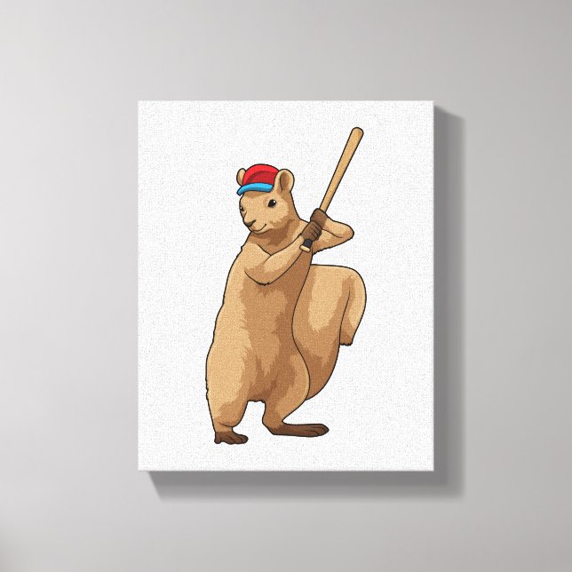 Toile Écureuil au baseball avec batte de baseball (Recto)