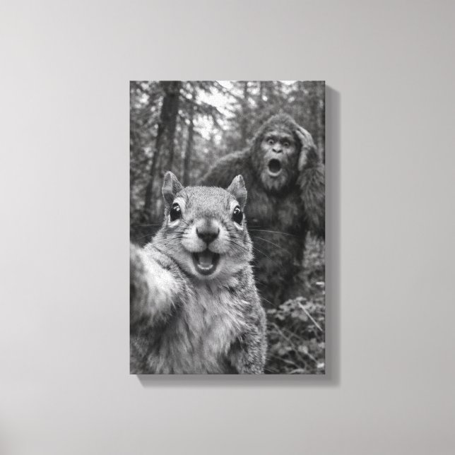 Toile Écureuil Bigfoot Selfie Surpris (Recto)