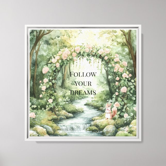 Toile Écureuil de la forêt florale rose (Recto)