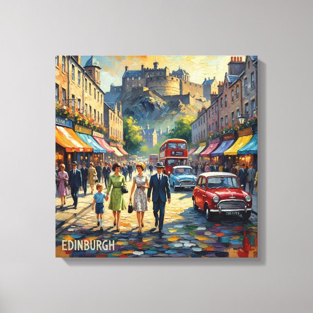 Toile Edinburgh Castle High Street Scene Canvas (Recto)