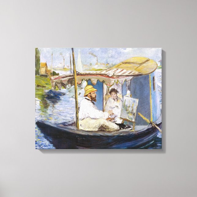Toile Edouard Manet - Monet dans son bateau atelier (Recto)