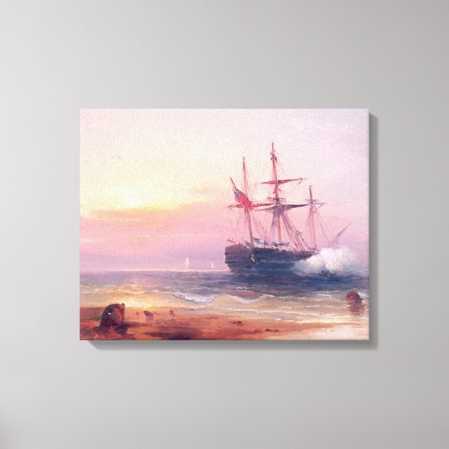 Toile Edward Moran salue au coucher du soleil (Recto)