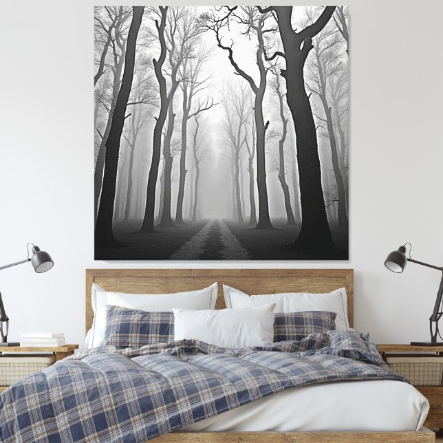 Toile Eerie Foggy Forest Path Art (Insitu(Chambre))