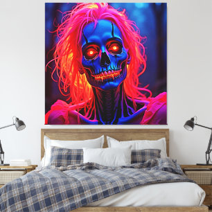 Toile Eerie Skeleton avec conception de cheveux roses