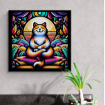 Toile Effet de verre coloré Chat en méditation<br><div class="desc">Extra Large (101.60cm x 101.60cm) Toile d'art. Combinant une passion pour la méditation et le thème du chat signature,  je voulais apporter beaucoup de couleur aux maisons des gens avec ce design. J'aime vraiment ça et ça me touche le coeur quand je le regarde.</div>