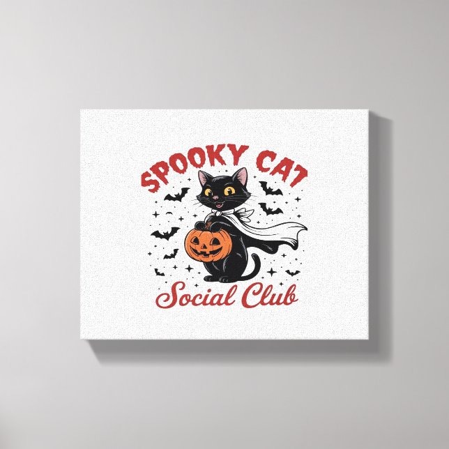 Toile Éffrayant Cat Social Club PNG - Cute Halloween Cla (Recto)
