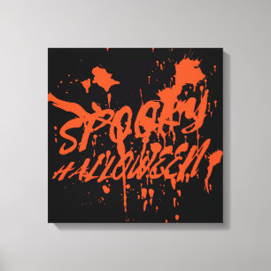 Toile Éffrayant Halloween Splash Rétro Rouge Orange Horr
