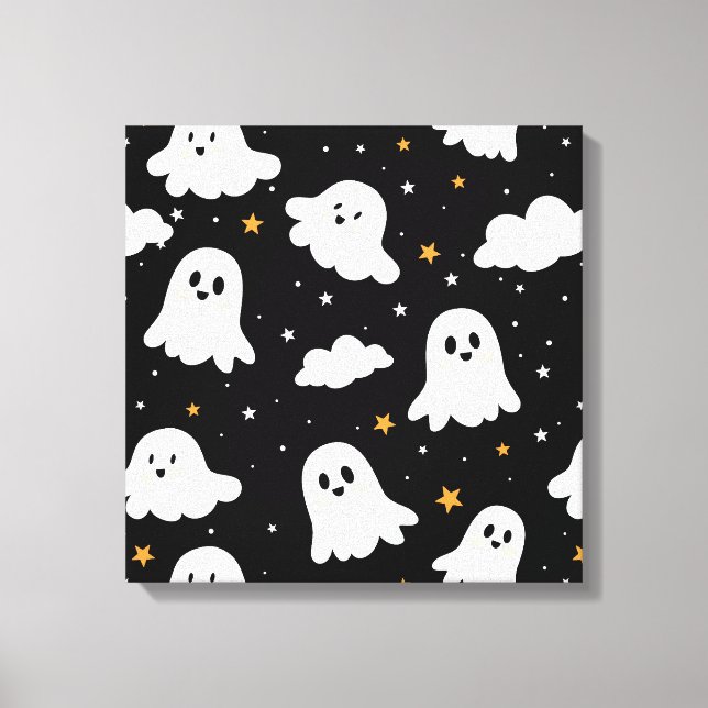 Toile Éffrayant mignon Halloween Ghost Nuageux Star Sky (Recto)