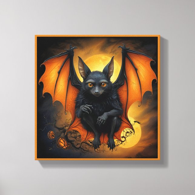 Toile Éffrayante mignonne chauve-souris d'Halloween cach (Recto)
