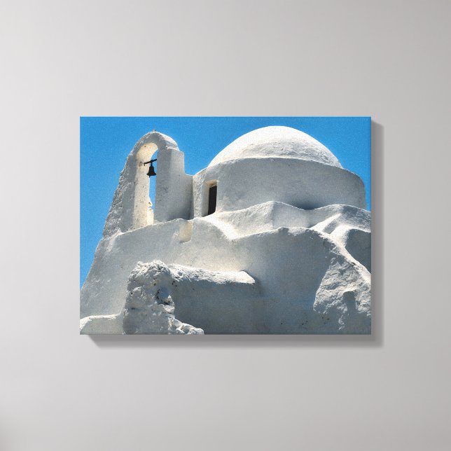 Toile Église blanchie à la chaux, Mykonos, Grèce (Recto)