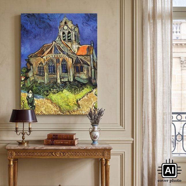 Toile Église d'Auvers-sur-Oise par Vincent van Gogh (Church at Auvers by Vincent van Gogh is a vintage fine art post impressionism painting.)