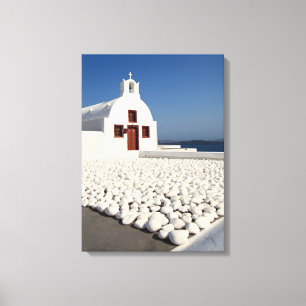 Toile Église de Santorini avec les pierres blanches