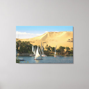 Toile Egypte, Assouan, Nil River, voiliers Felucca, 2
