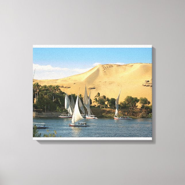 Toile Égypte, Assouan, Nil, voiliers felouques, 2 (Recto)