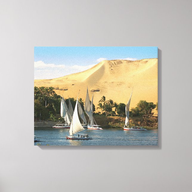 Toile Égypte, Assouan, Nil, voiliers felouques, 2 (Recto)