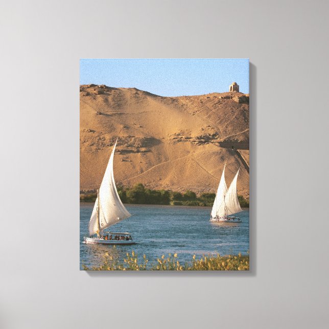 Toile Égypte, Assouan, Nil, voiliers Felucca, (Recto)