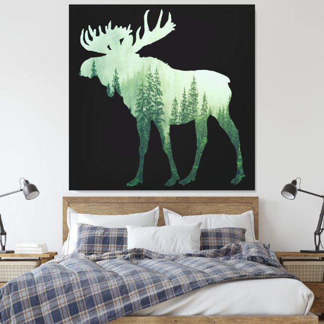 Toile Élan Cerf Et Forêt Nature (Insitu(Chambre))