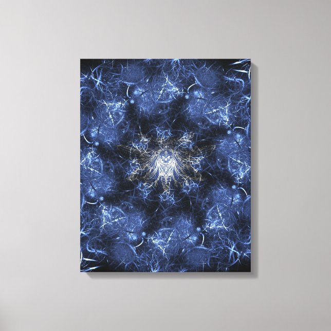 Toile Electric Blue Plasma Fractal Art (Recto)
