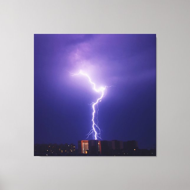 Toile Électricité Urbaine - Éclair Dynamique Au-Dessus D (Recto)