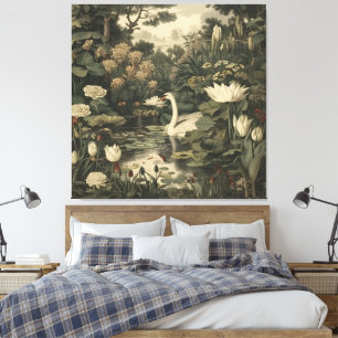 Toile Élégance botanique - Le cygne dans la forêt