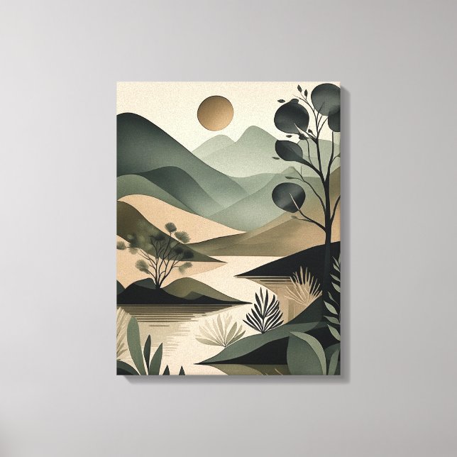 Toile Elégance de la Terre : Sage Abstrait et Noir (Recto)