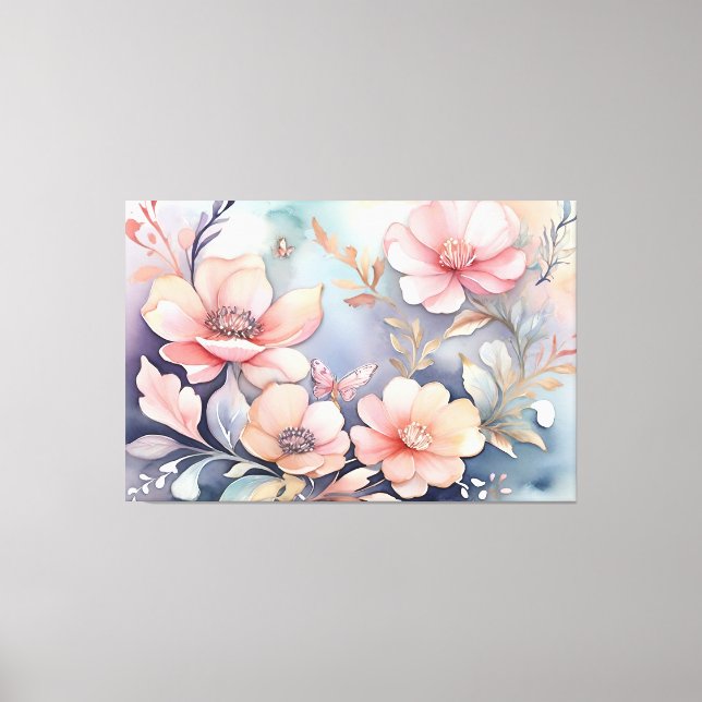 Toile Élégance de l'art des papillons floraux Whimsical (Recto)