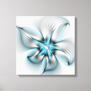 Toile Élégance florale Art fractal abstrait moderne bleu