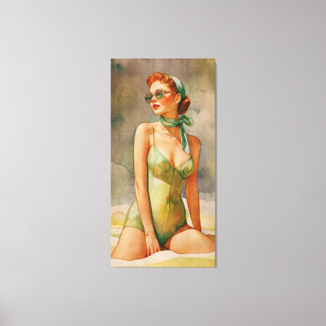 Toile Élégance Rétro : Chic de plage  (Recto)