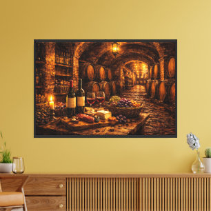 Toile Élégance Rustique : L'art de la cave à vin du conn