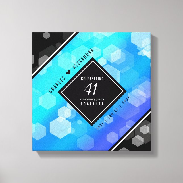 Toile Élégant 41ème anniversaire Mariage de Topaz Bleu (Recto)