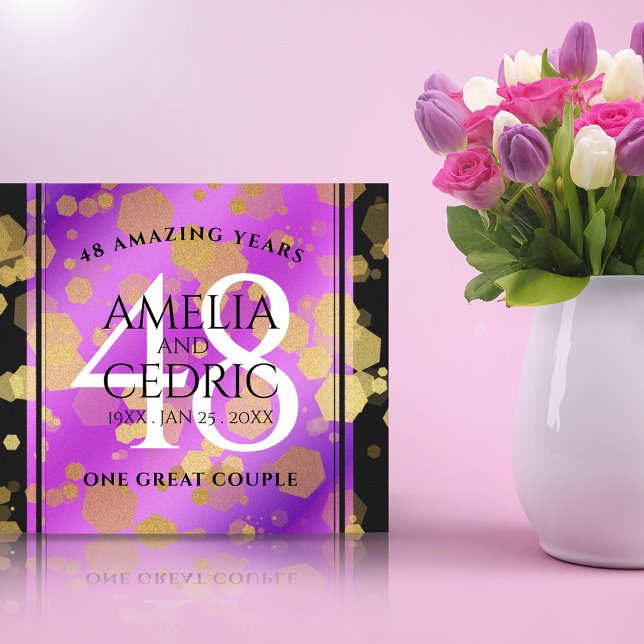 Toile Élégant 48e anniversaire de Mariage d'Améthyste (Elegant 48th Amethyst Wedding Anniversary Wrapped Canvas Cover Photo.)