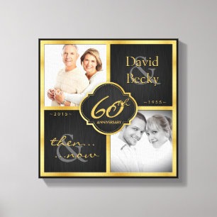 Toile Élégant 60e anniversaire de mariage Black and Gold