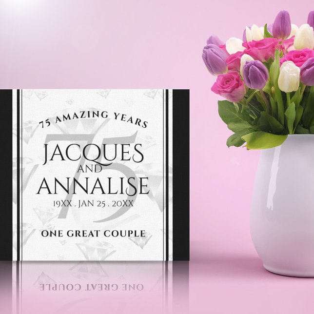 Toile Élégant 75e anniversaire de Mariage de diamant (75th Diamond Wedding Anniversary Canvas Print Cover Photo.)