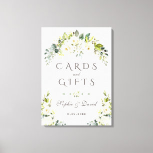 Toile Elégant blanc crème Floral Cartes & Cadeaux Mariag
