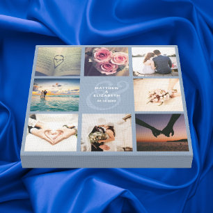 Toile Elégant bleu bleu bleu et orange Mariage photo Col