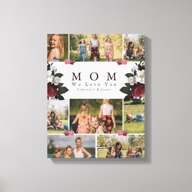 Toile Elégant Botanique Floral Maman 8 Photo Collage cad (Recto)