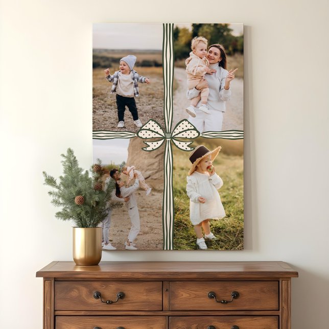 Toile Elegant Bow & Ribbon Present Family Photo Collage (Elegant Bow & Ribbon Present Family Photo Collage Canvas Print)